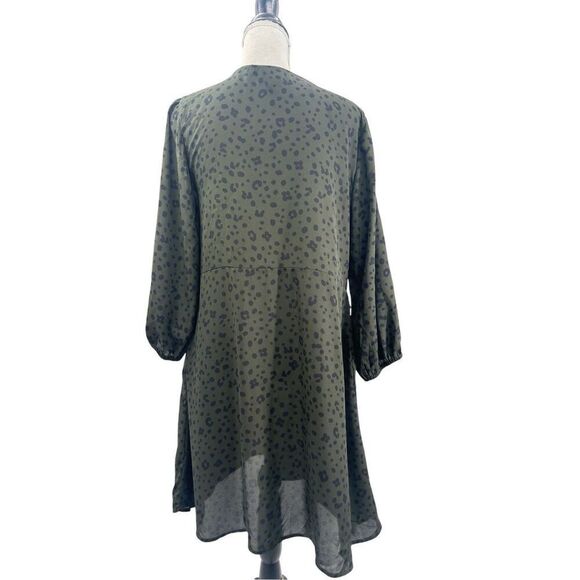 Bobaeu olive green long sleeve hi low dress size large - Picture 4 of 12